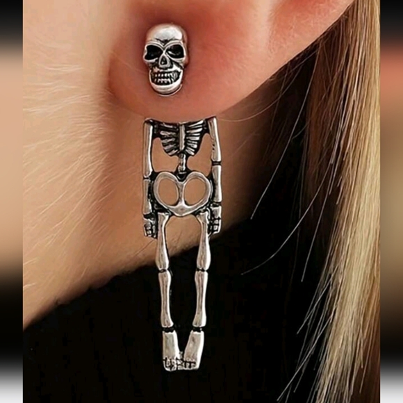 SKELETON EARRINGS HALOWEEN DAY OF THE DEAD JUST SCARY ER - Picture 3 of 3